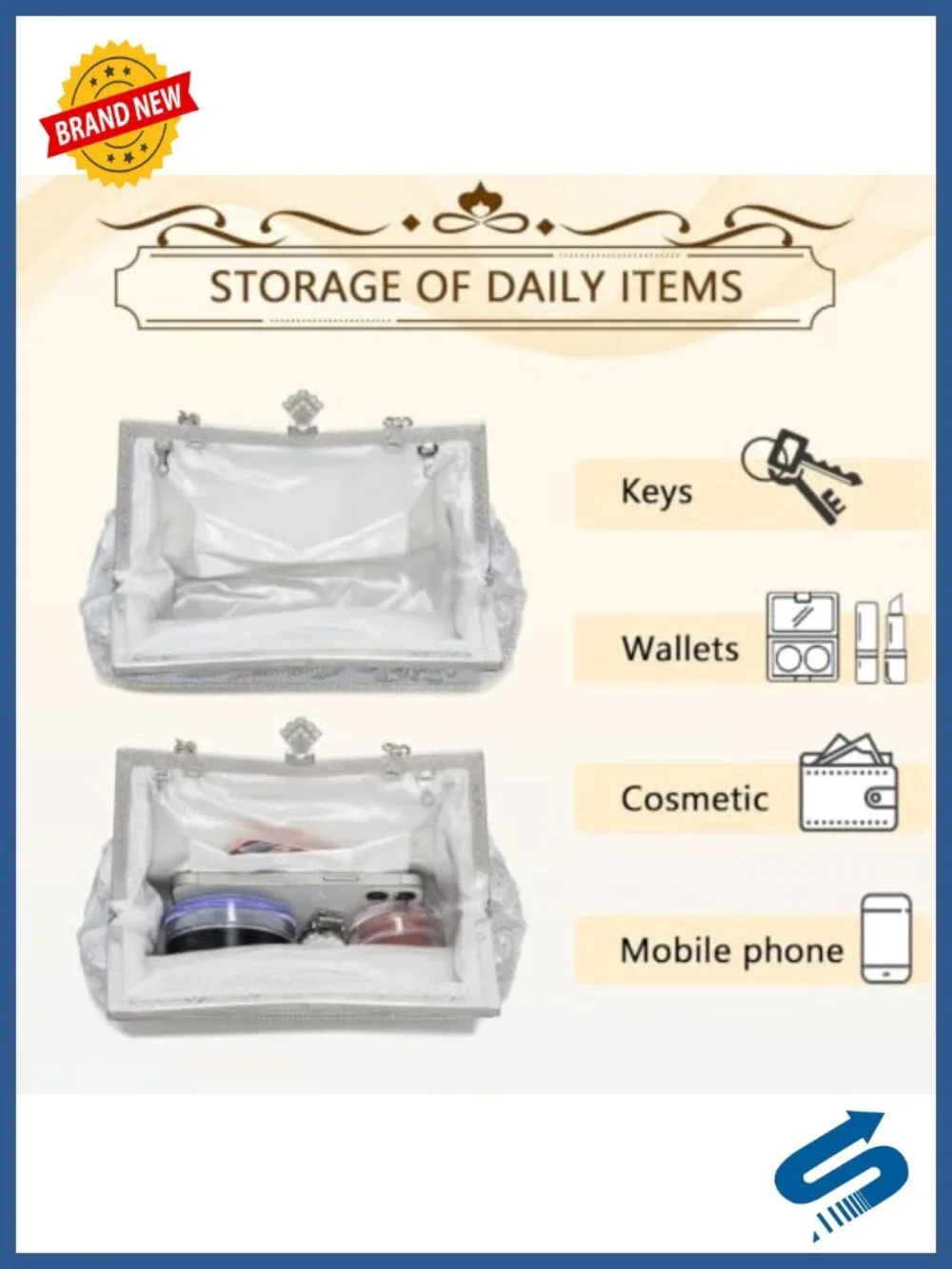 Embroidery Sequin Rhinestone Evening Bag Clutch Purses for Women